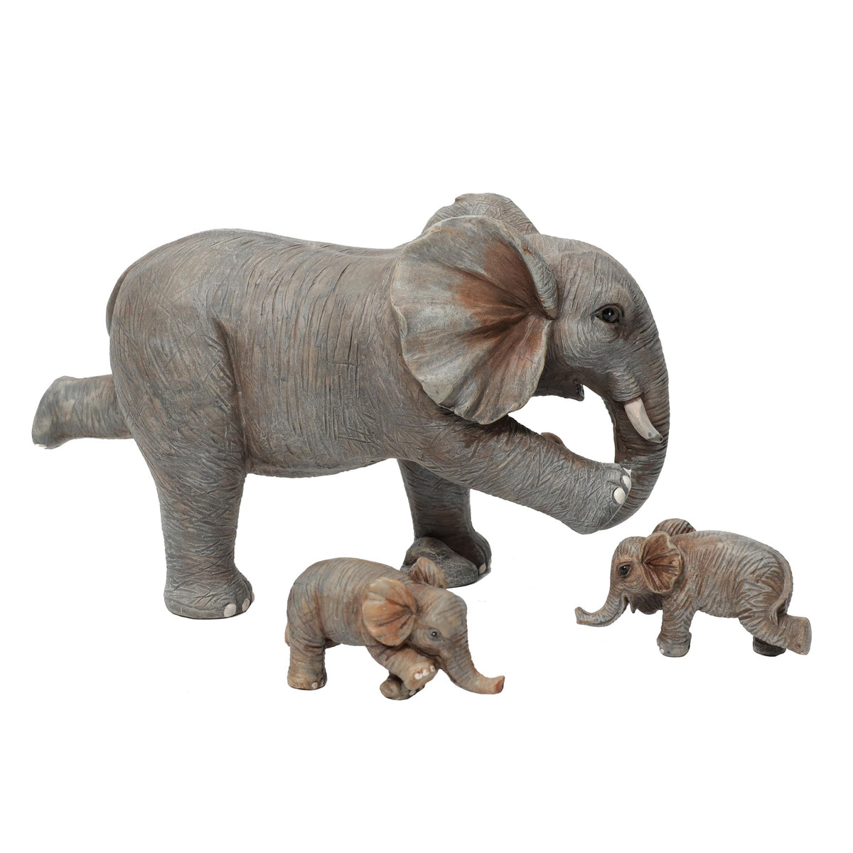 ARTCOS Yoga Elephant Family Statue, 3-Piece Mother & Babies Figurine Set, Good Luck Home & Office Decor, Housewarming Gifts for Women