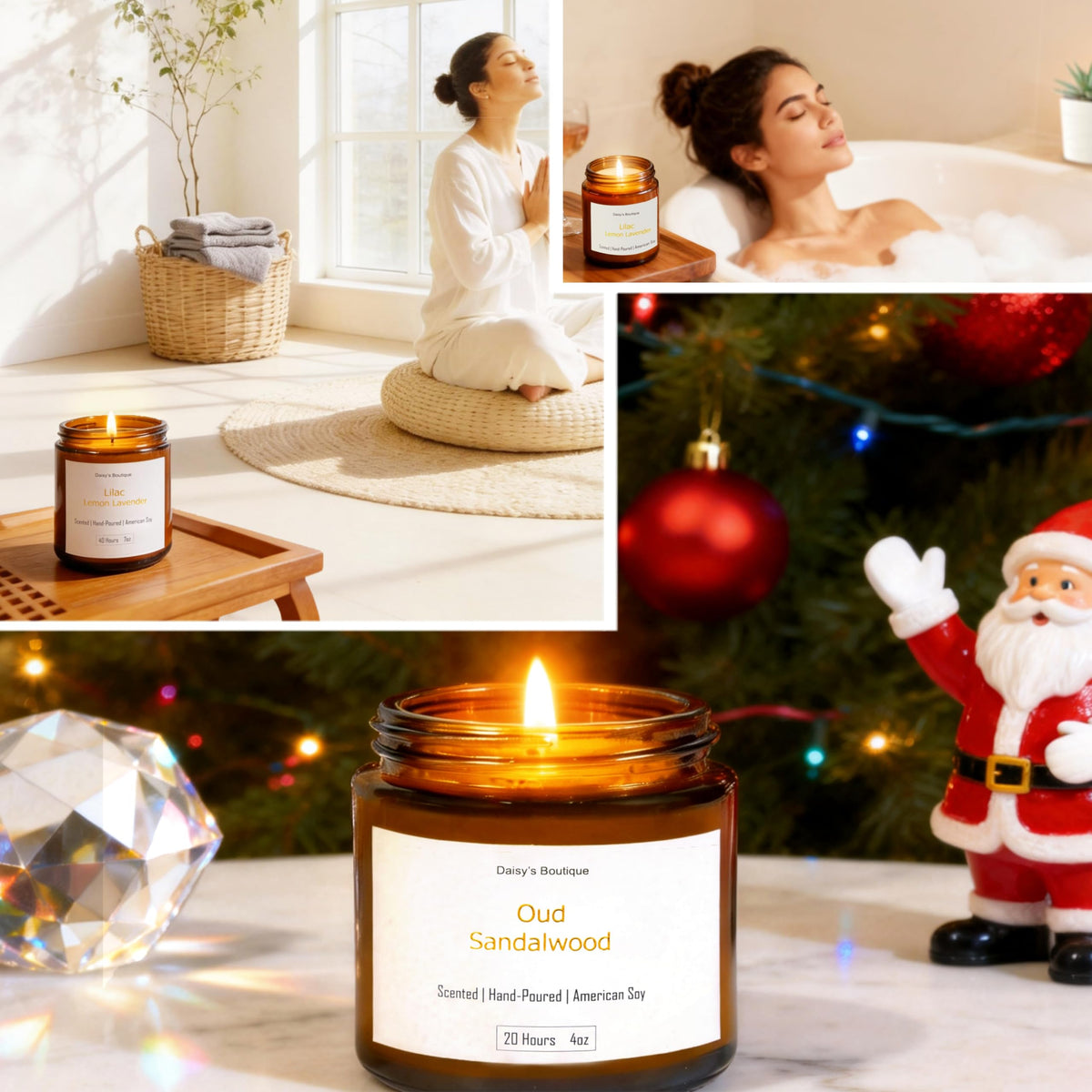 Scented Candles for Home Aromatherapy Candle Gift Present Set Soy Wax Long Lasting Gift Birthday Mother's Day Thanksgiving 3 Pack ((Lime Basil + Lavender Lilac + Jasmine Sandalwood) Amer Glass Jar)