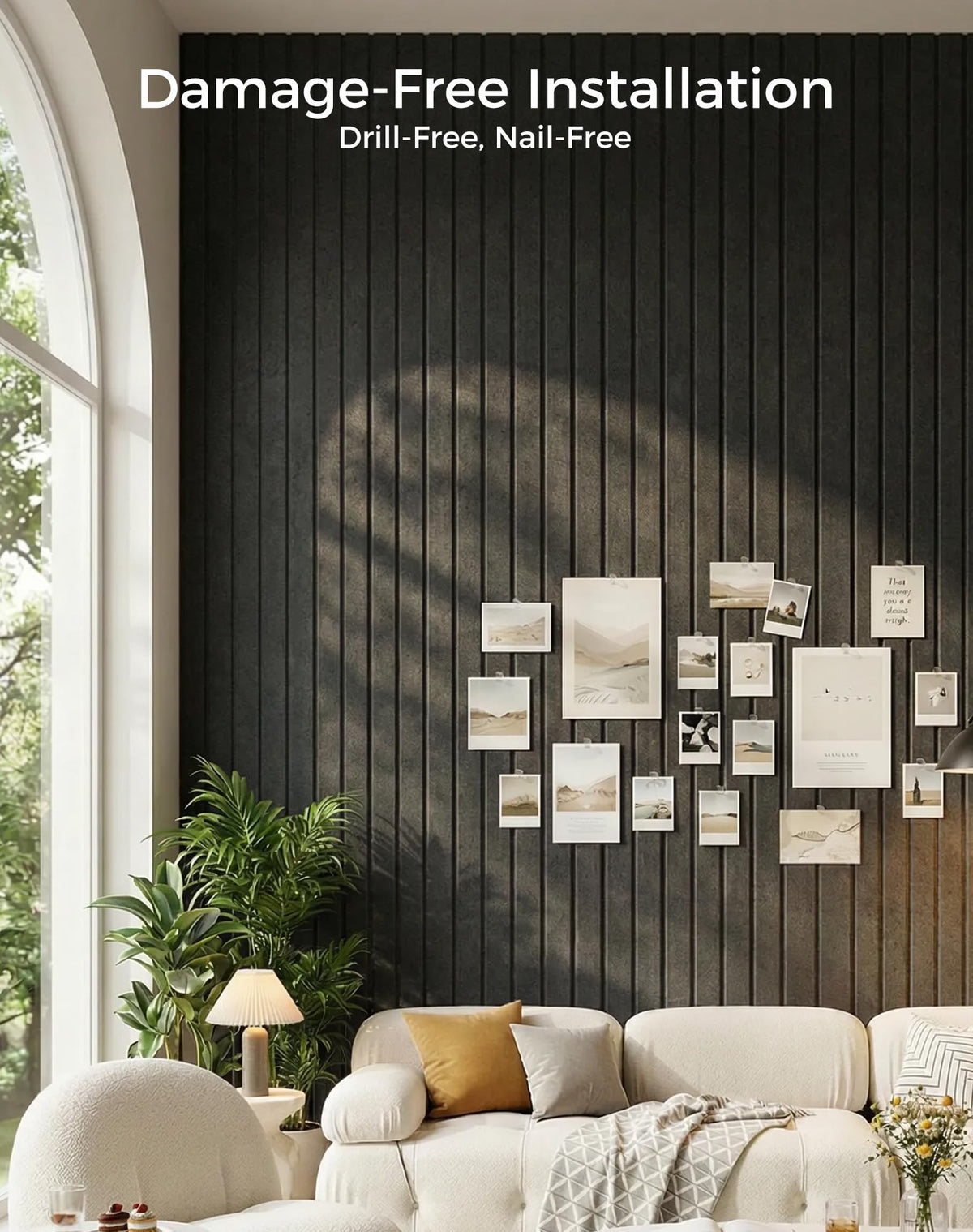 Aothia 12-Pack Felt Bulletin Board Tiles 48"x36", Modular Pin Board for Smooth Walls, Cork Board Alternative for Notes & Photos, 0.35" Thick, 70 Adhesive Tabs & 40 Pins, Black