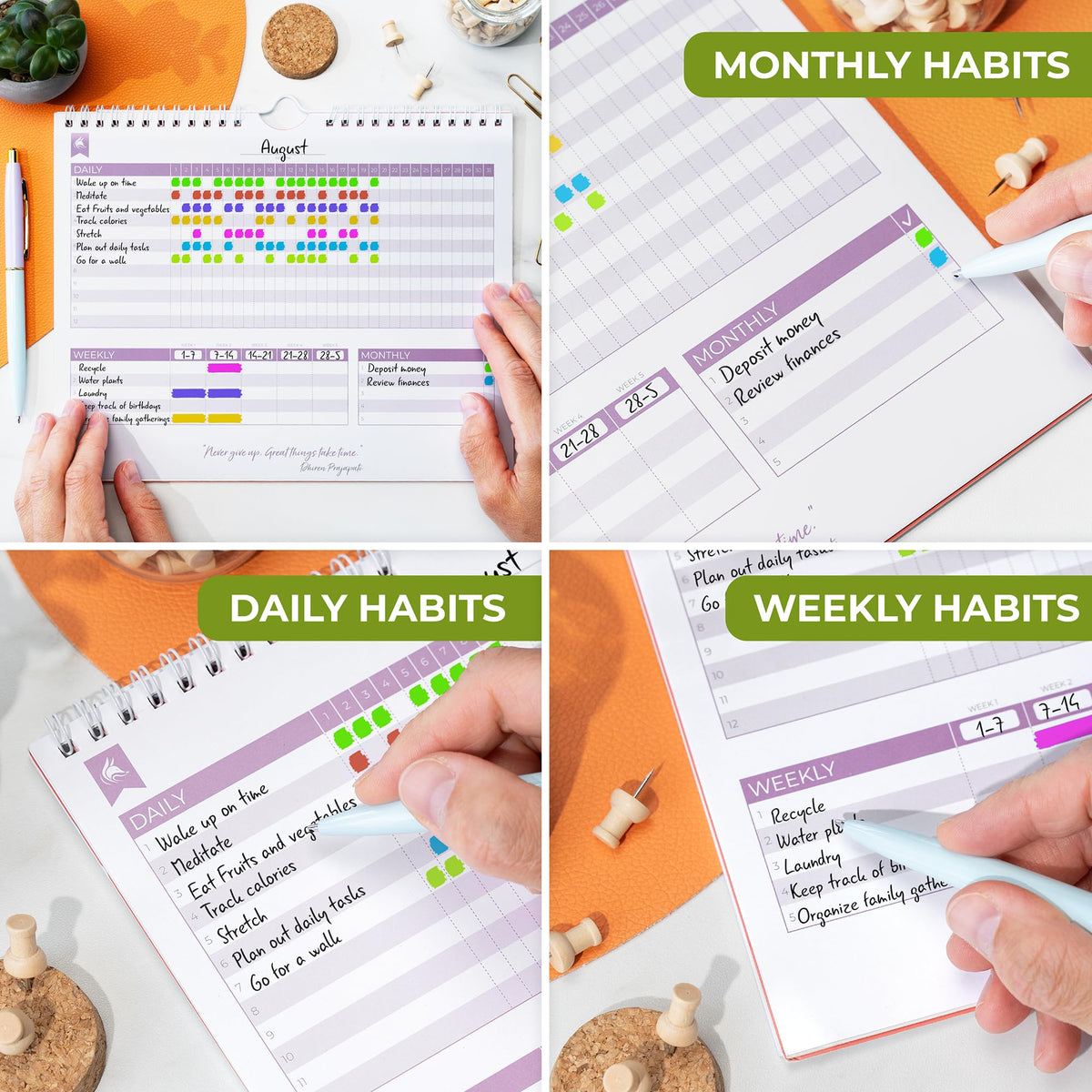 Clever Fox Habit Tracker Calendar – Inspirational Goal Tracker and Habit Calendar for Atomic Habits – Colorful Habit & Goal Planner Journal to Boost Productivity – 24 Months, 10″ x 8″ (Yellow)