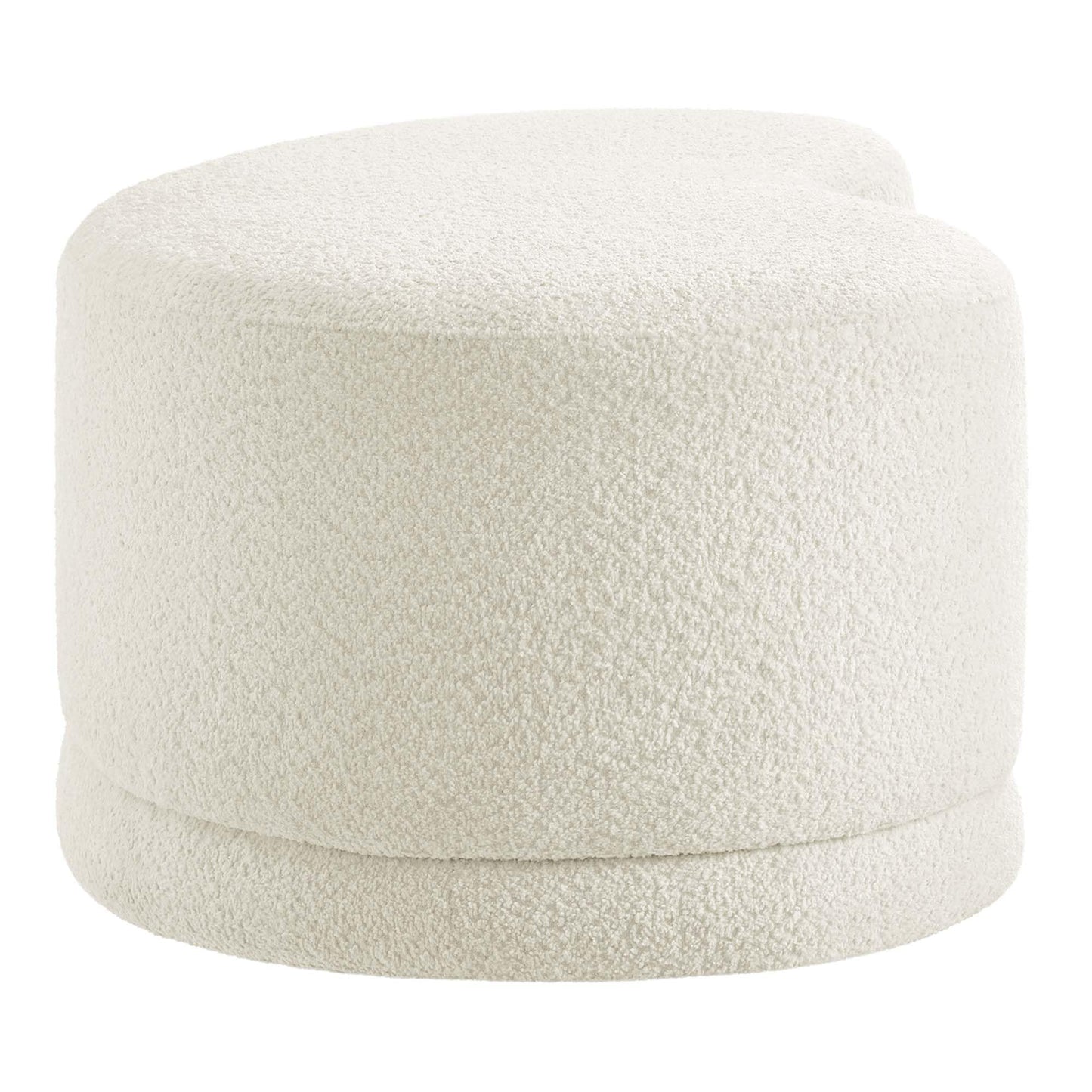 Modway Nimbus 48 Inch Curved Ottoman Bench in Cream - Soft Fabric Chenille Ottoman - Versatile Bedroom Bench - Bouclé Footstool - Upholstered Coffee Table - Bedroom and Living Room Furniture