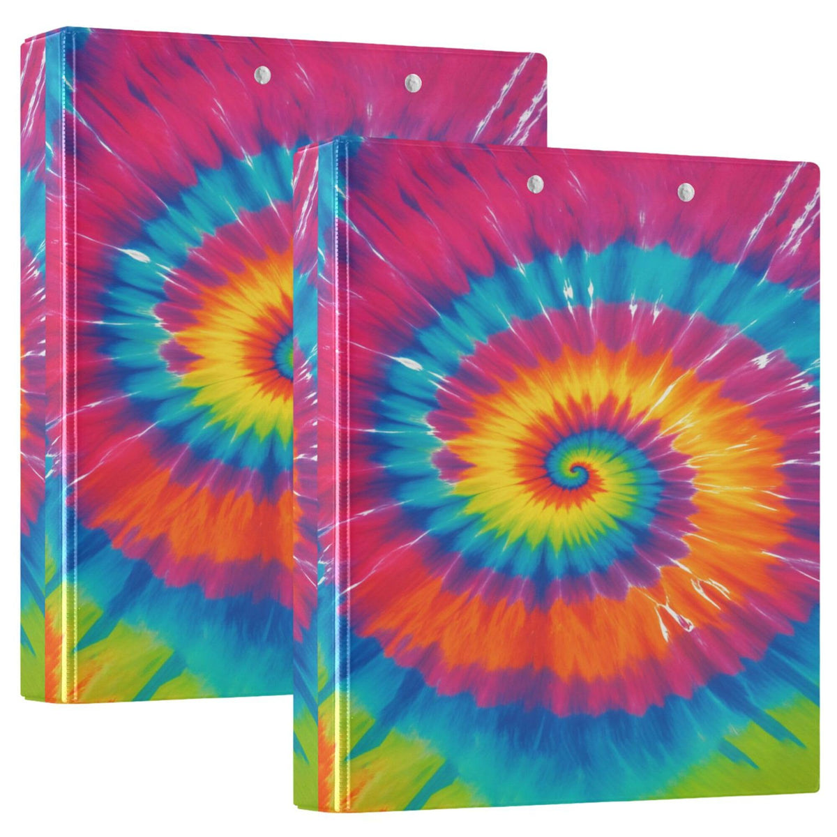 Tie Dye Round Ring Binders 1.5 Inch Rainbow 3 Ring Clipboard Binder for Office School Work Supplies File Folder 200 Sheet Capacity