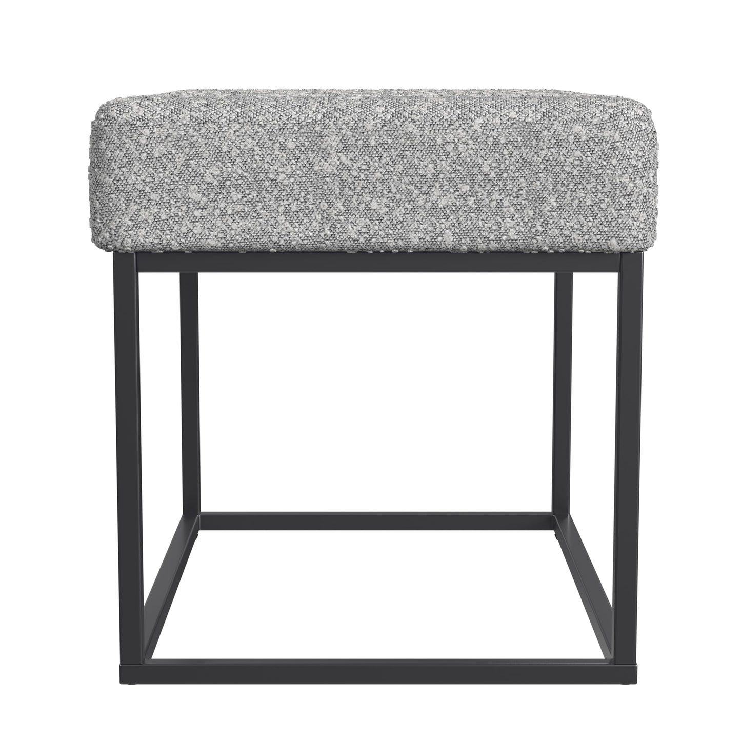 HomePop Theodore Channel Tufted Small Ottoman - Cream Boucle with Gray Yarns