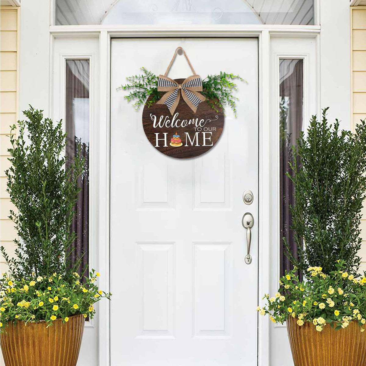 Yonuni 12x12 Inch Interchangeable Welcome to Our Home Door Sign