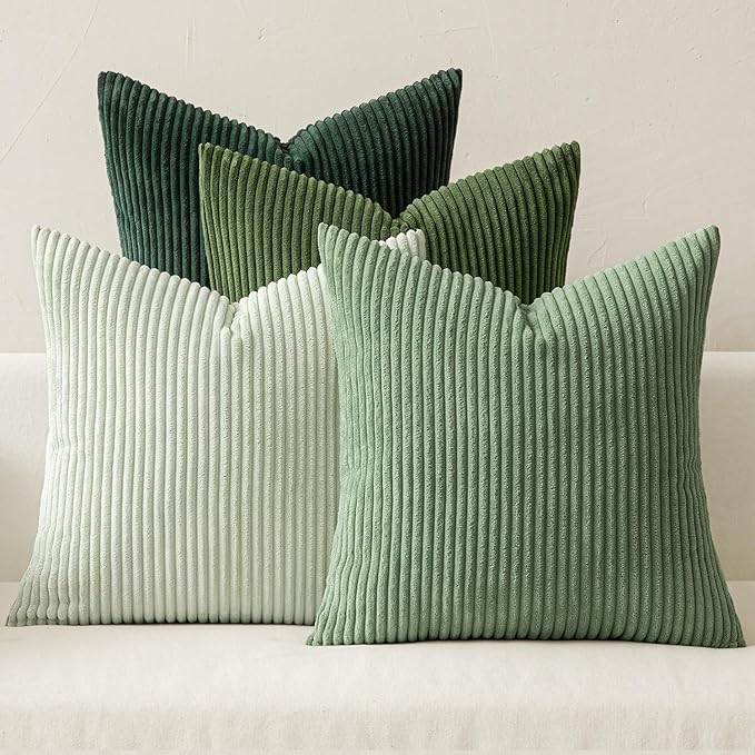 MIULEE Boho Farmhouse Sage Green Throw Pillow Covers 20x20 Inch Set of 4