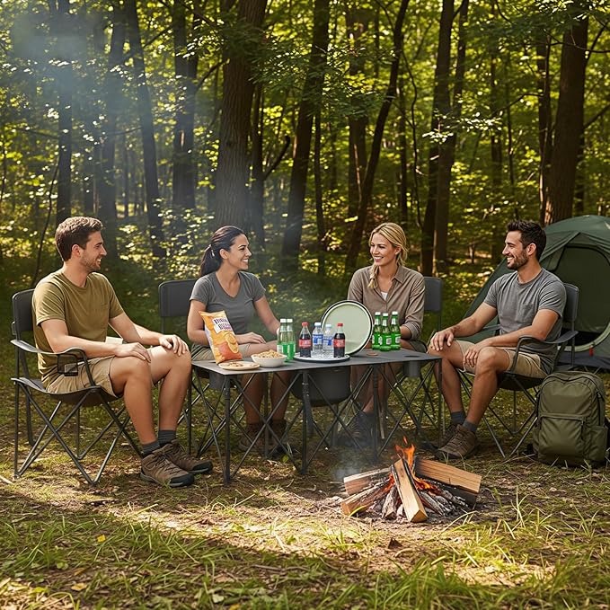 Camping Chair Set of 3, Outdoor Folding Camping Chairs