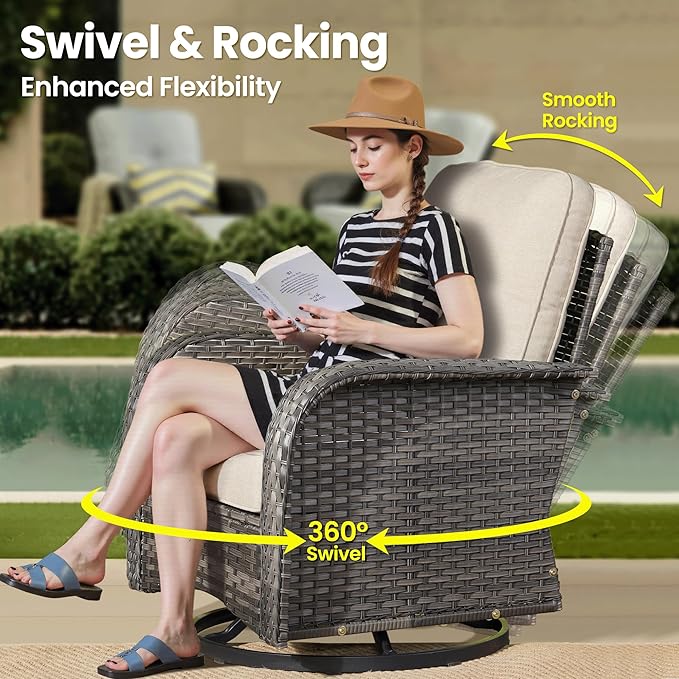 ovios 3-Piece Patio Furniture Set, Outdoor Wicker Sofa