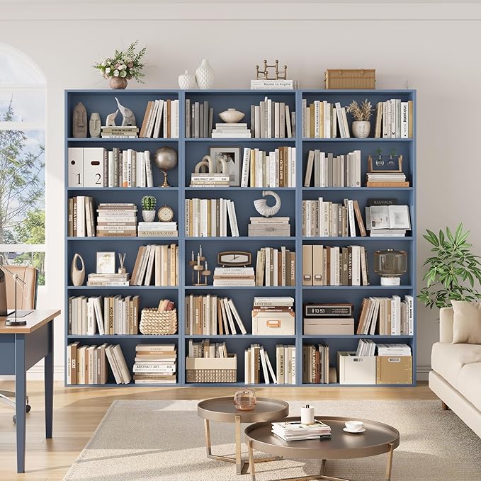 FOTOSOK 6-Tier Open Bookcase and Bookshelf, Freestanding Display Storage