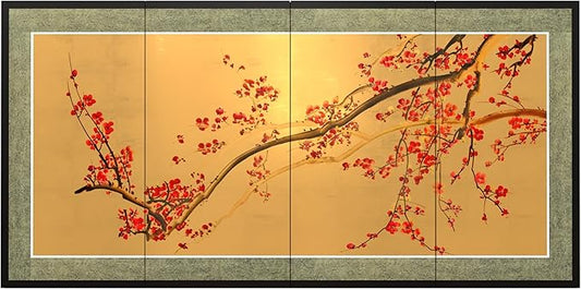 Oriental Furniture Plum Tree on Gold Leaf