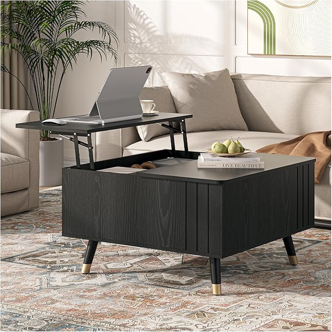 JOINICE Black Lift Top Coffee Table