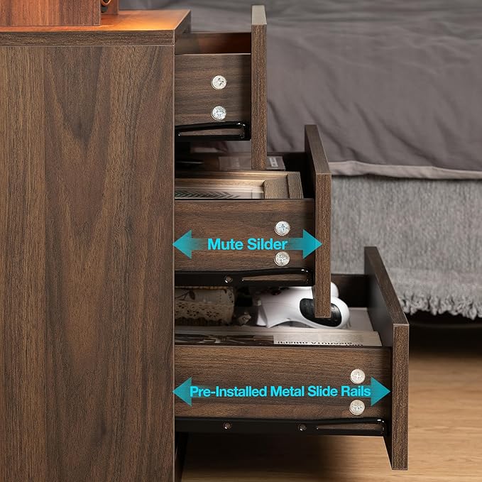 HOMMPA Set of 2 Rustic Brown Nightstands