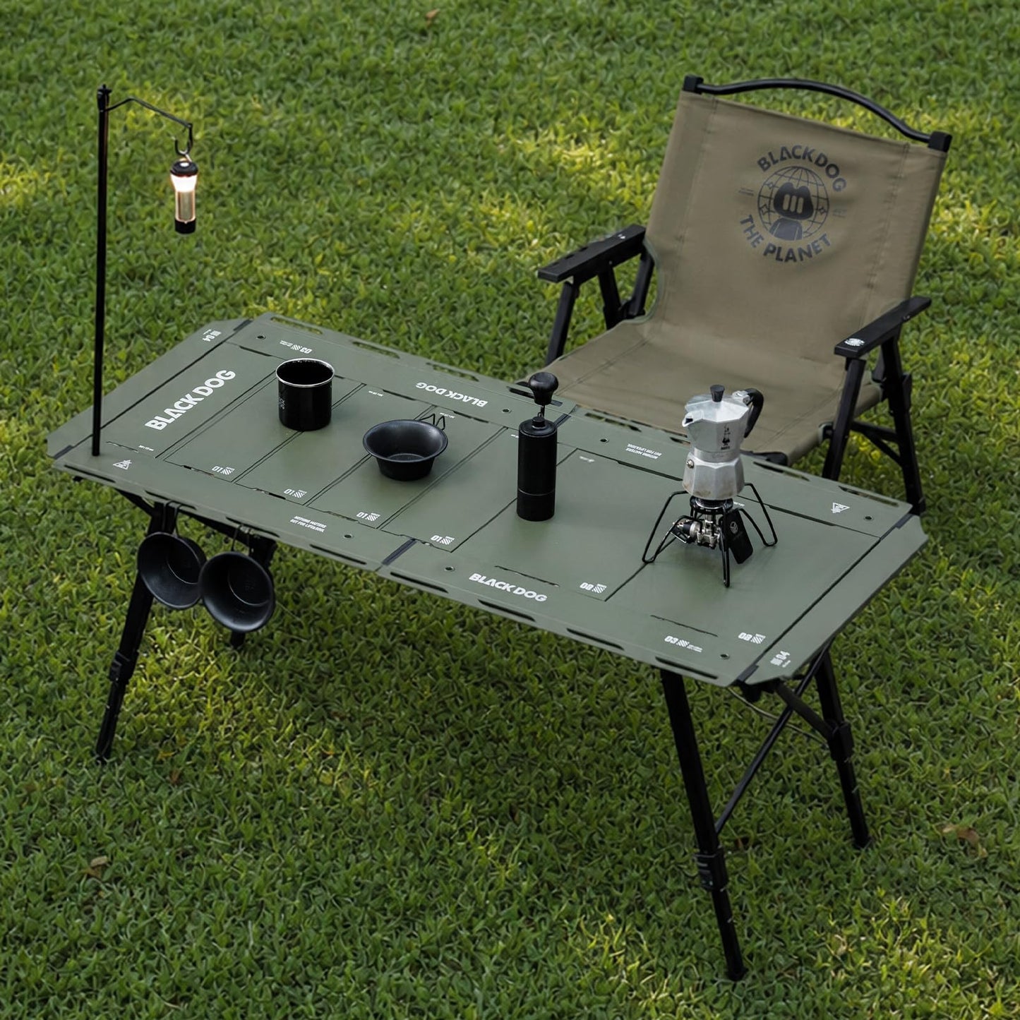 BLACKDOG IGT Camping Table, Folding Portable Camp Table, Adjustable Height Aluminum Portable Table with Carry Bag for Outdoor, Pictic, Patio and Backyard 48.8" L x 22.8" W, Jungle Green