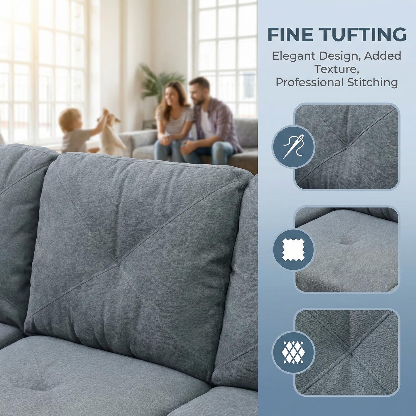 Trygoal 3-Piece L-Shaped Modular Leather Sofa – Convertible Sectional Couch with Movable Chaise & Storage Ottoman, Multi-Scene Use for Living Room, Apartment & Office, Dark Grey