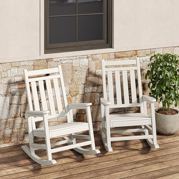 GarveeLife Poly Lumber Rocking Chair Outdoor Set of 2