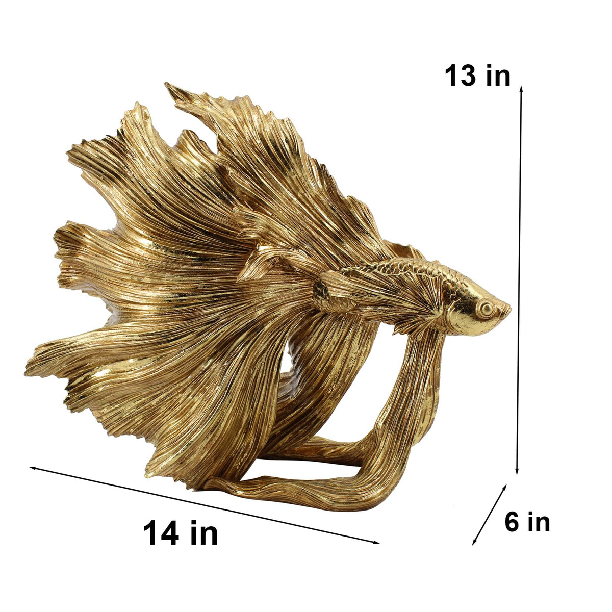 Guichifun Collectible Figurine Goldfish Statue Decor - Betta Sculpture Decoration Luckly Wealth Resin Fish Figurines Office Shelf Sculpture Home Decor Birthday Gifts for Father 14 X 6 X 13 inch