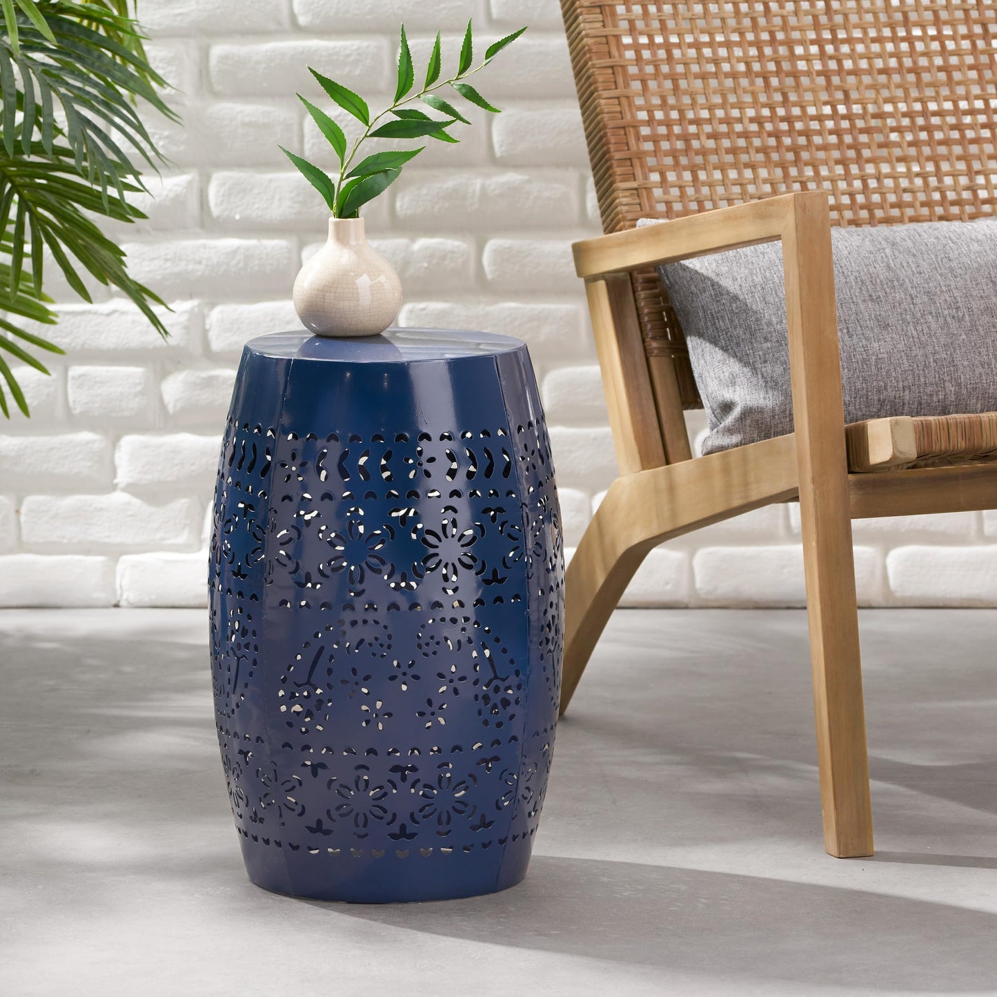 Christopher Knight Home Ruby Outdoor 12" Iron Side Table, Dark Blue