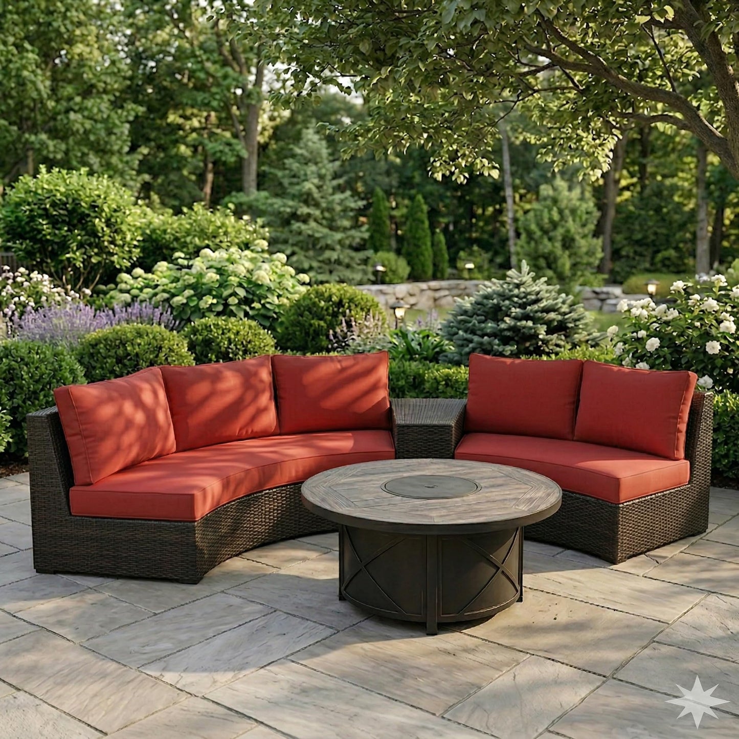 TQ369SM Outdoor Curved Sofa Cushion Couch Cover with Zipper 4-Piece Patio Half-Moon Sectional Replacement Cover Breathable Customizable（No fillers） (Red, L)