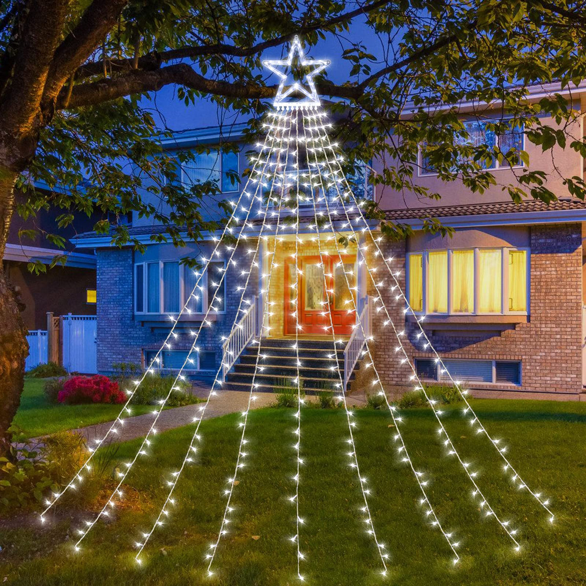 XUNXMAS Christmas String Lights Outdoor Decoration 317 LED Star Fairy String Lights 8 Modes & Waterproof for Party Wedding Patio Yard New Year Holiday Indoor Outdoor Cool White