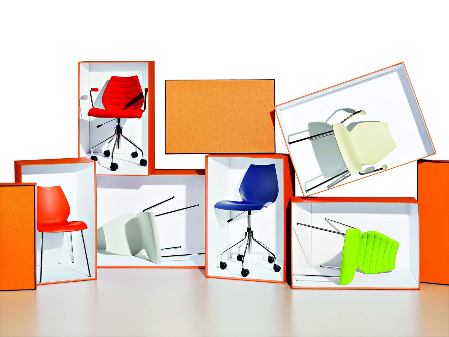 Kartell 2878/AA Maui Swivel Chair by Vico Magistretti, Pack of 1, Matte Orange