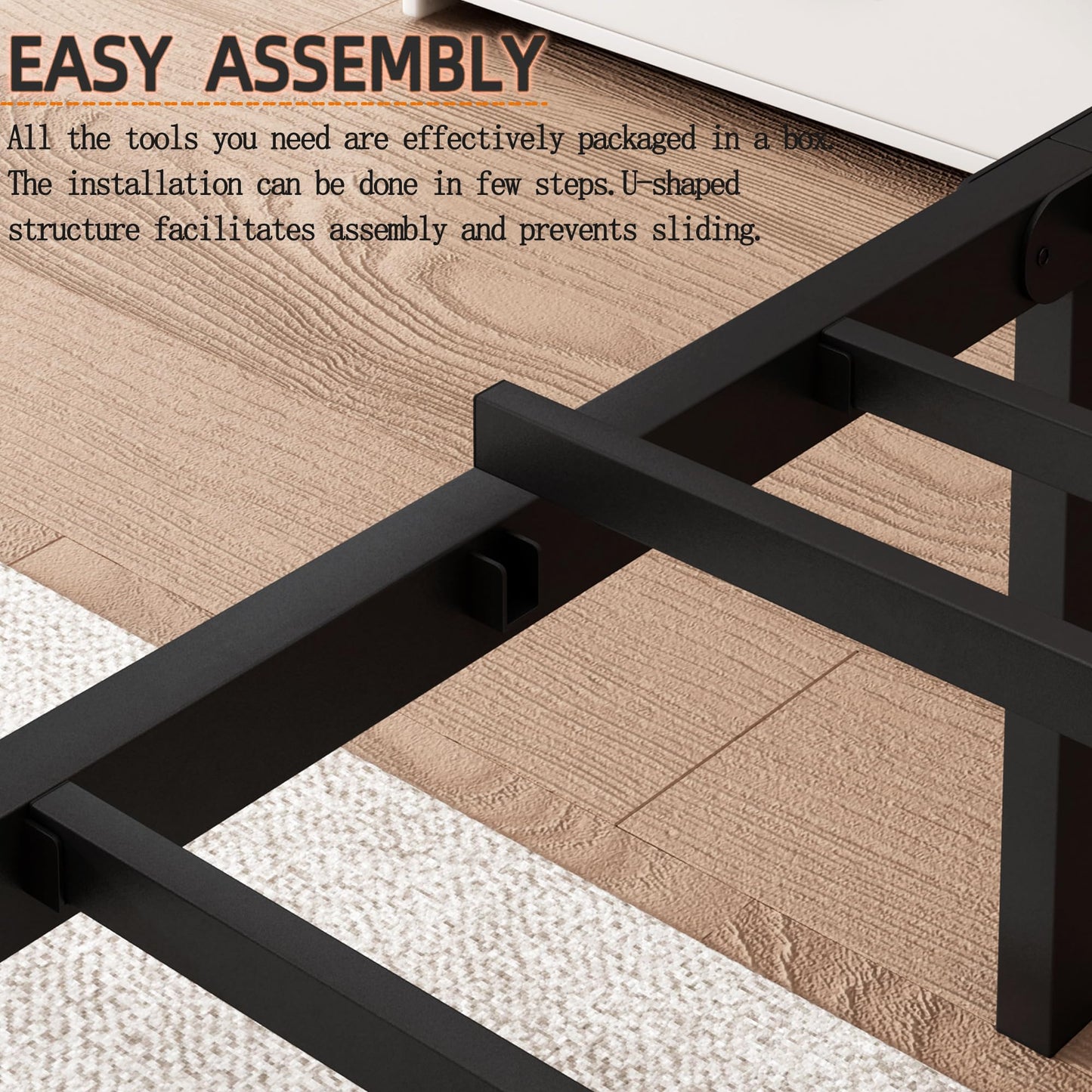 Vcaleets Twin Bed Frame with Headboard,Heavy Duty Steel Slats Support Mattress Foundation-Under Bed Storage, No Box Spring Needed, Noise Free