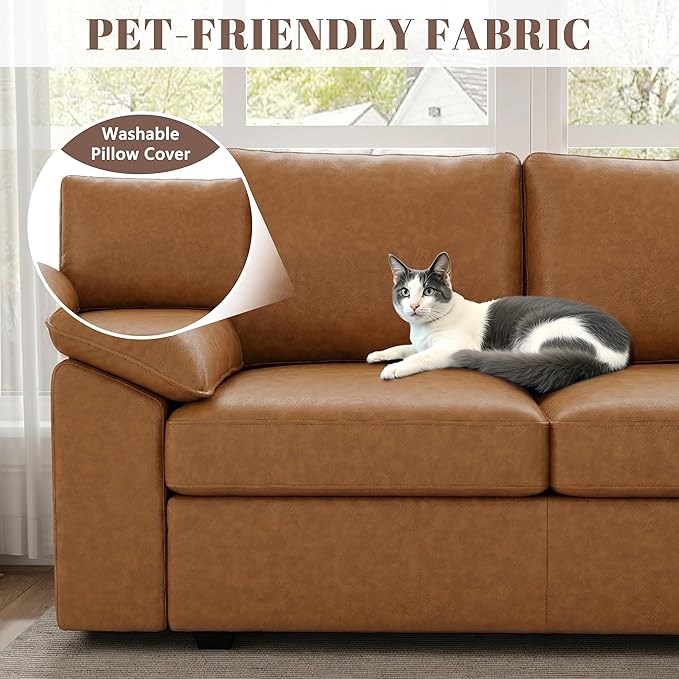 85 Inch Faux Leather Modular Sectional Sofa