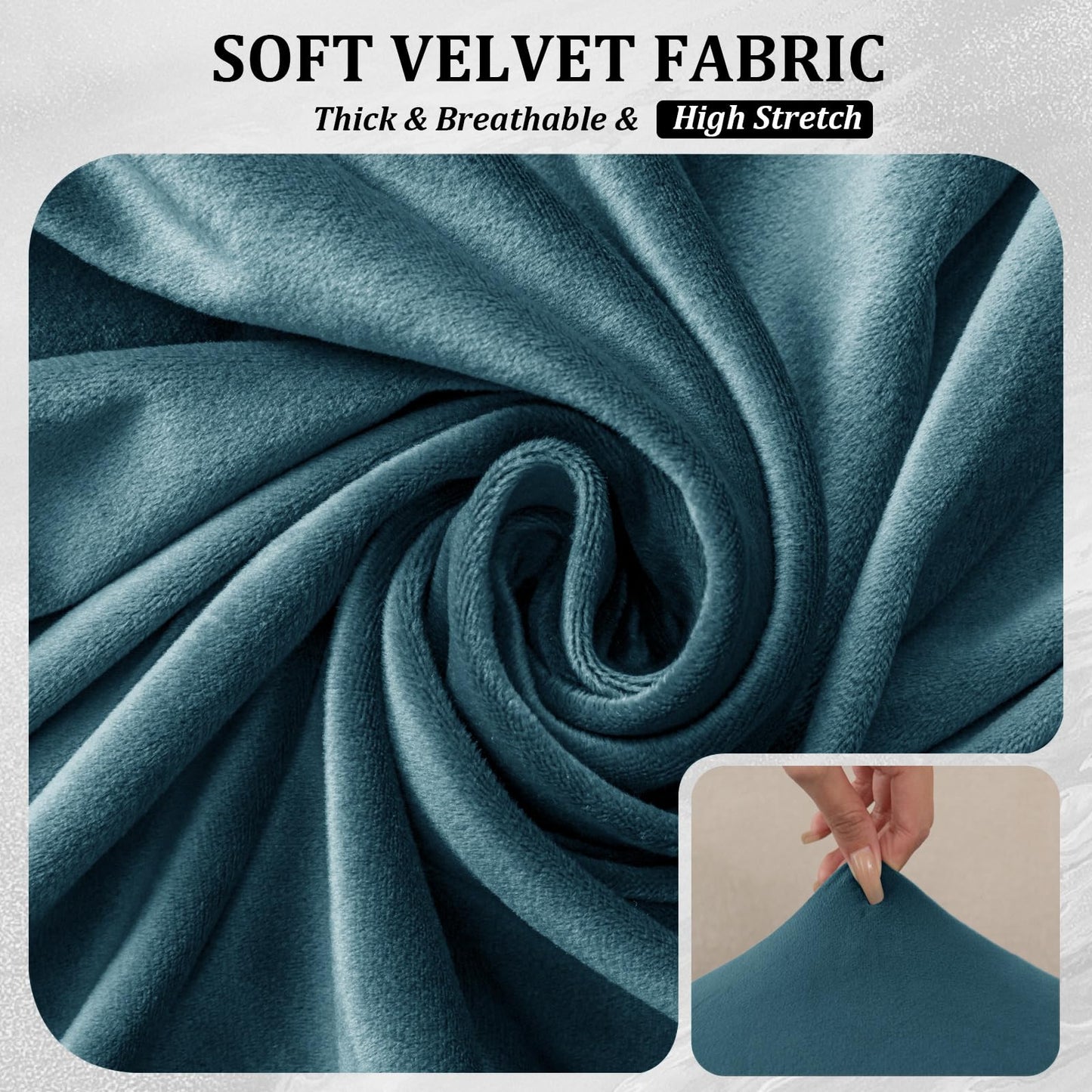 10 Pieces Sofa Cushion Covers for U-Shaped Modular Sectional Couch with 4 Seat+4 Back+2 Arms, Stretch Velvet Upholstered Covers for Sofa Bed with Deep Double Chaise (Blue,Universal (10 Pieces))