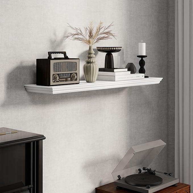 Fun Memories Floating Shelves 40 Inch Long, 9.3 Inch Deep Classic Crown Molding