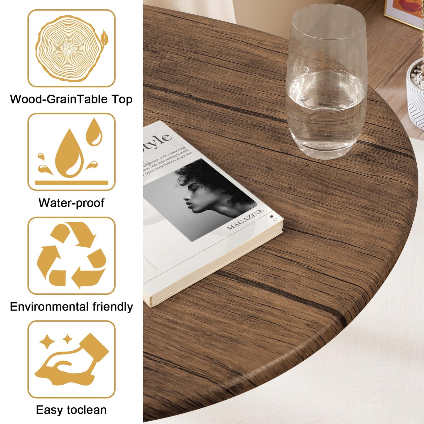 WDSHIYI Coffee Table Modern Oval Coffee Tables Retro Center Table for Small Space Mid Century Rustic Accent Table for Living Room Home Office, Easy Assembly 22" D x 43" W x 18" H