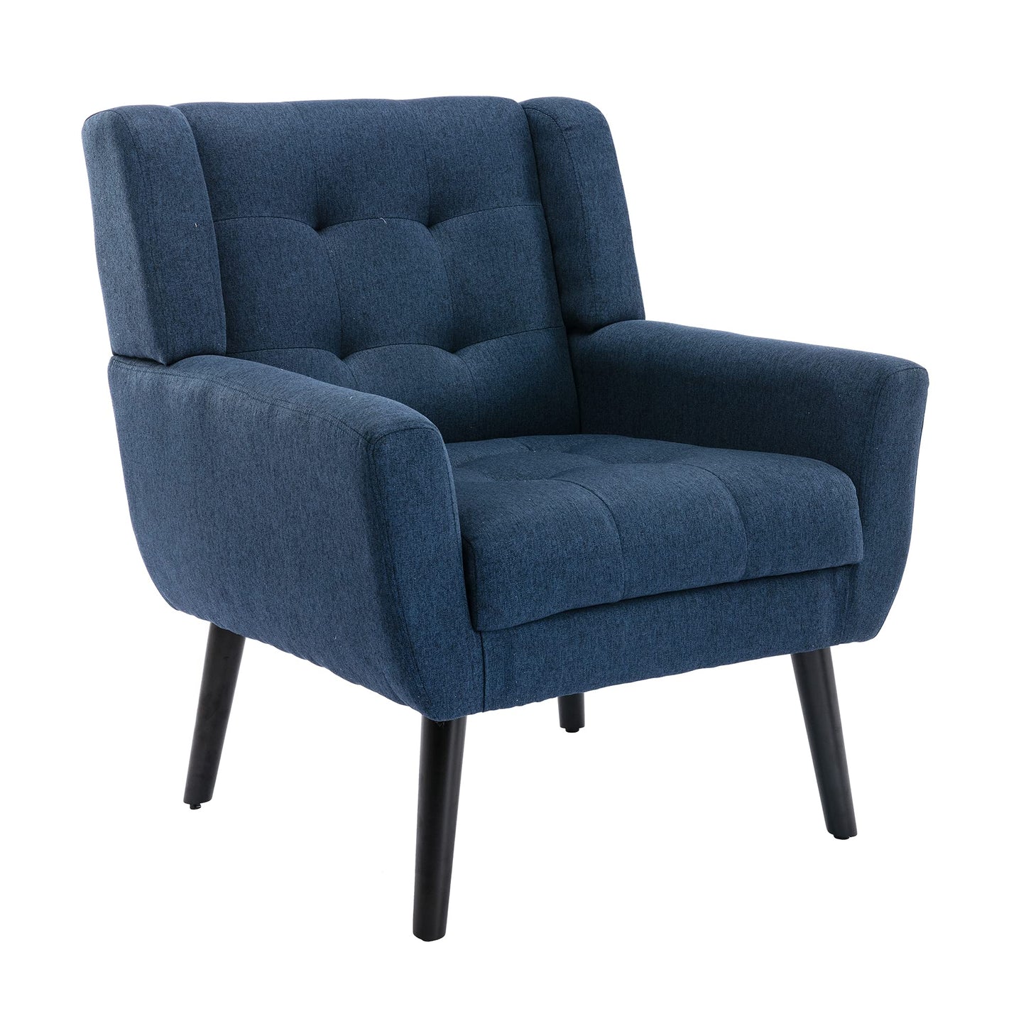 SPOFLYINN Armchair, Living Room Curved Back, Velvet Cushion, 250 Lbs Weight Capacity Ergonomics Accent Chair, Single Sofa for Bedroom 1 Upholstered 1 48.29 Blue 48.29 L-Shape
