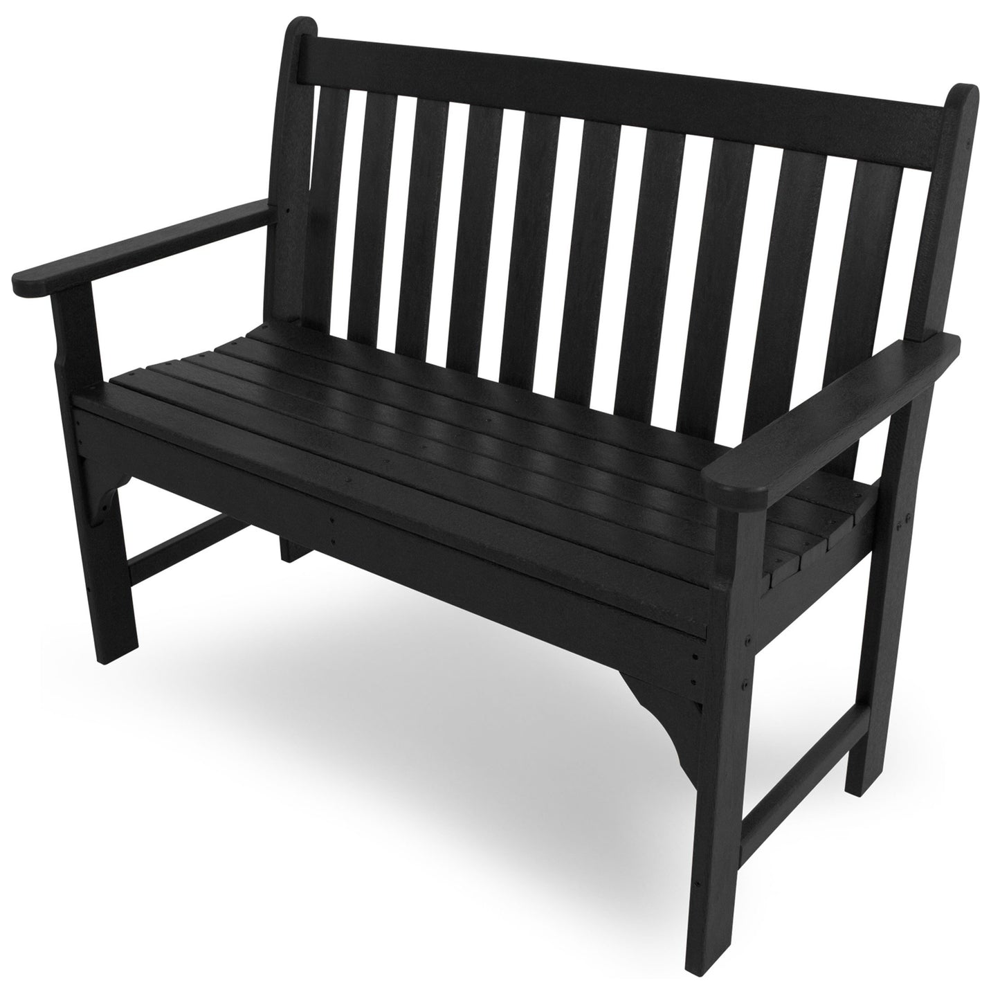 POLYWOOD GNB48BL Vineyard 48" Bench, Black & SBT18BL South Beach 18" Outdoor Side Table, Black