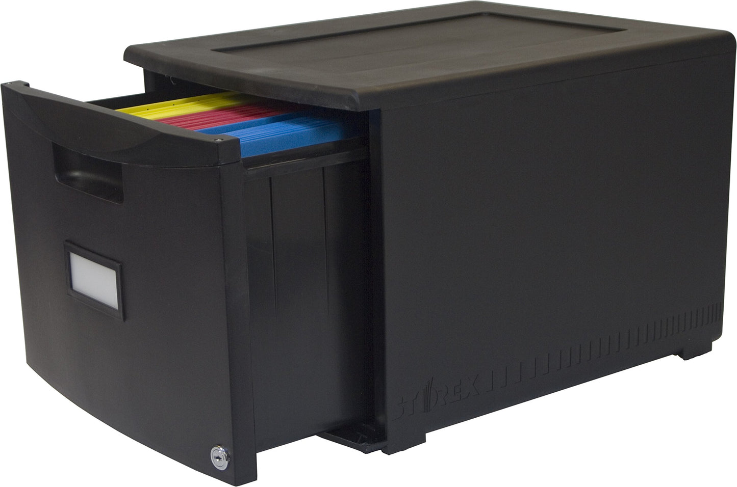 Storex Plastic 1-Drawer Mobile File Cabinet, Letter/Legal, Black (61265A01C)
