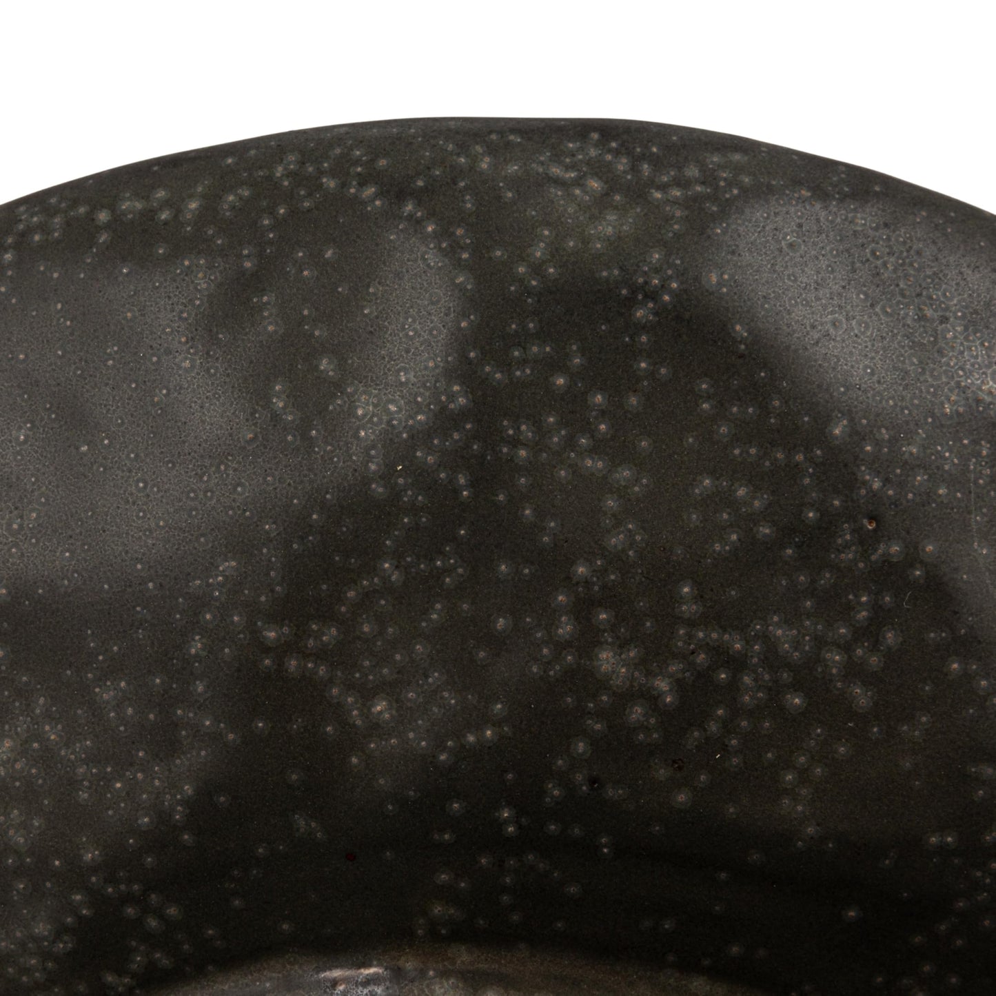Creative Co-Op Stoneware Footed Pedestal Bowl with Handles, Reactive Glaze, Black