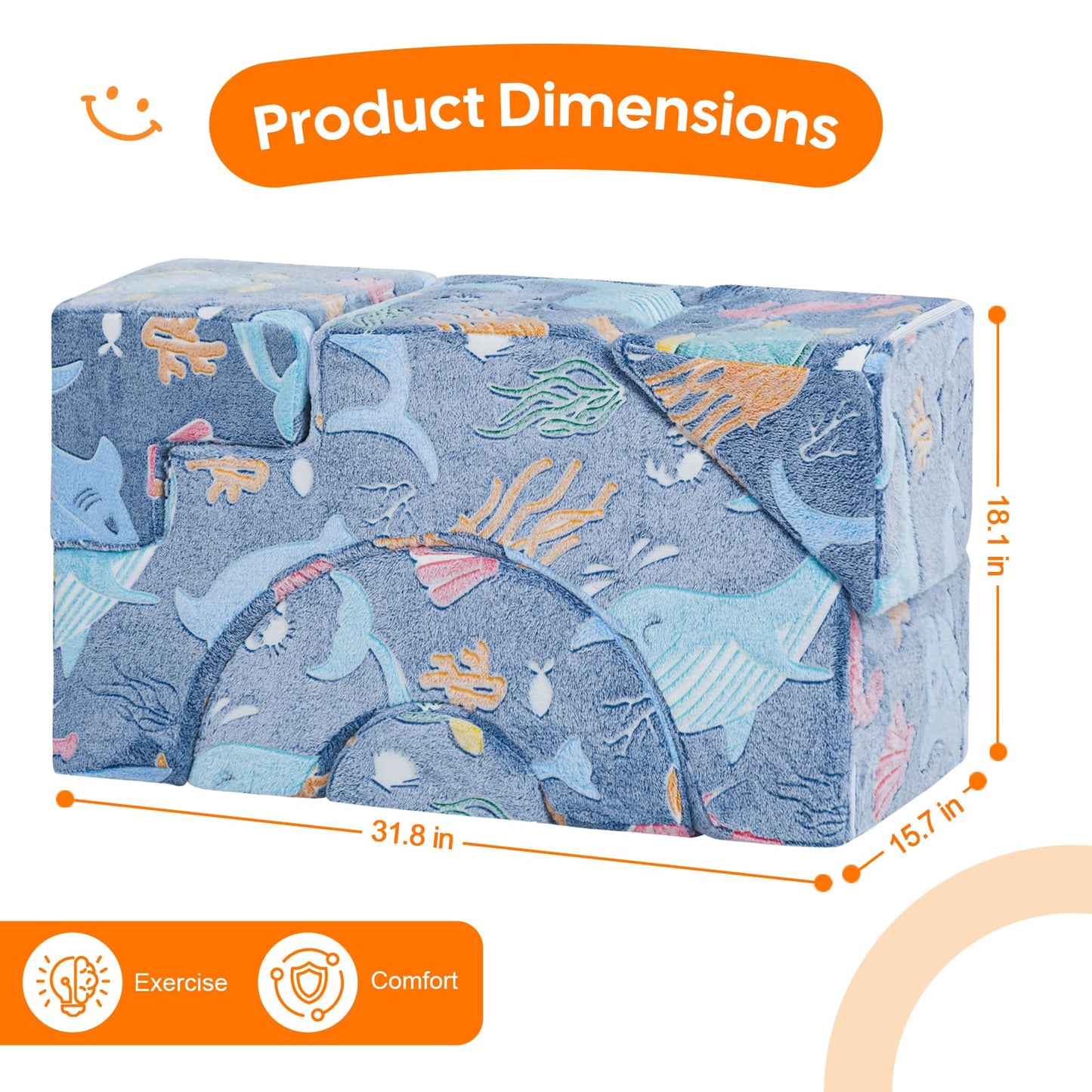 MeMoreCool Foam Climbing Toddler Couch – Modular Sofa with Slide & Stairs | Convertible Playroom Couch | Crawling & Climbing Soft Furniture | Washable Cover | Gift for Kids