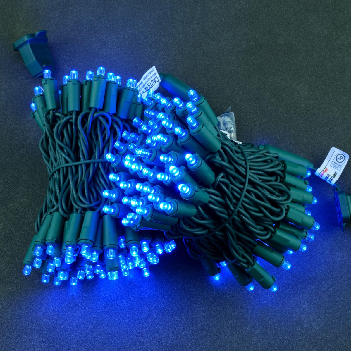 YULETIME 200 Blue Christmas String Lights, 2-Set 25 ft 100 Wide Angle LED