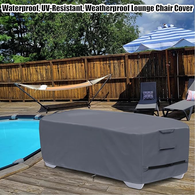 Outdoor Chaise Lounge Cover for 4-6 Stackable Patio Chaise Lounge Chairs