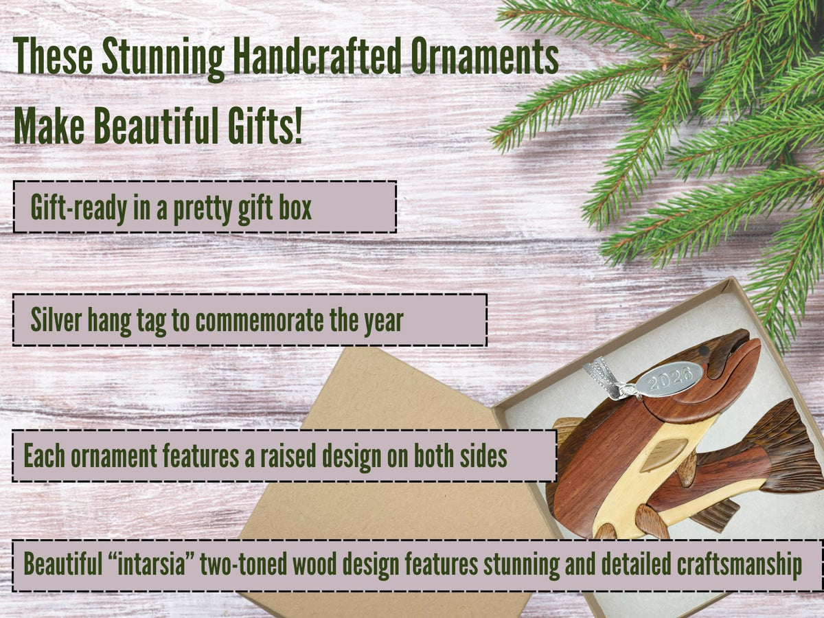 Twisted Anchor Deer Ornament 2026 – Unique Two-Tone Wood Buck Christmas Tree Decorations – Crafted by Hand Intarsia Design – for Deer Buff, Family & Outdoor Enthusiasts – Gifting Ready in Gift Box