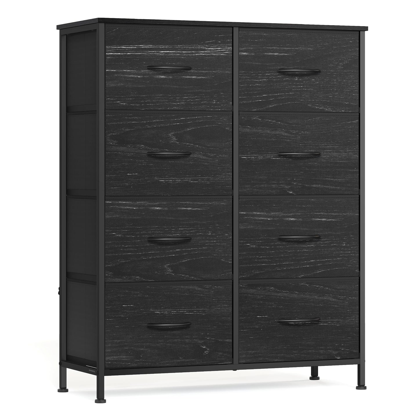 SONGMICS BELLAH Collection - Dresser for Bedroom, Chest of Drawers, Storage Organizer Unit, Closet, Entryway, Steel, 8 Drawers, Modern, Ebony Black ULGS124BE02S