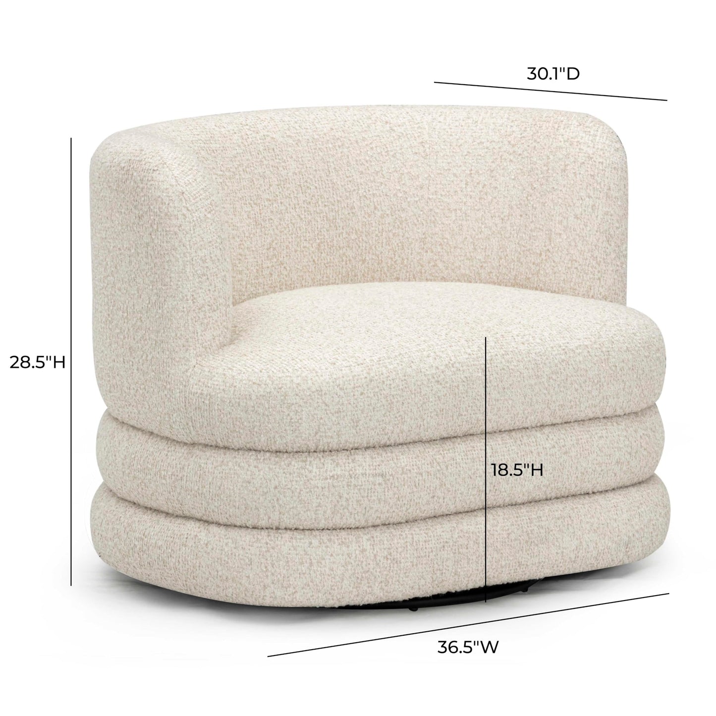 TOV Furniture Astor Cream Heavy Boucle Swivel Hotel Lounge Chair