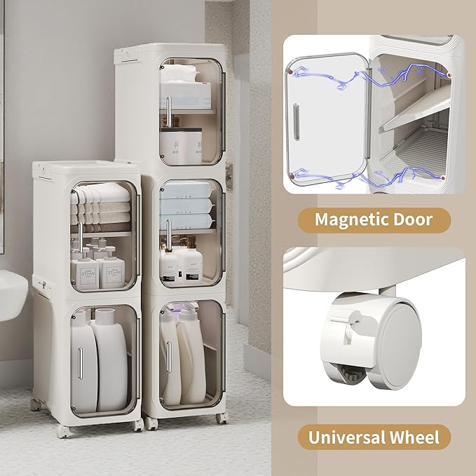 3-Tier Tall Narrow Storage Cabinet, Slim Bathroom Storage Cabinet