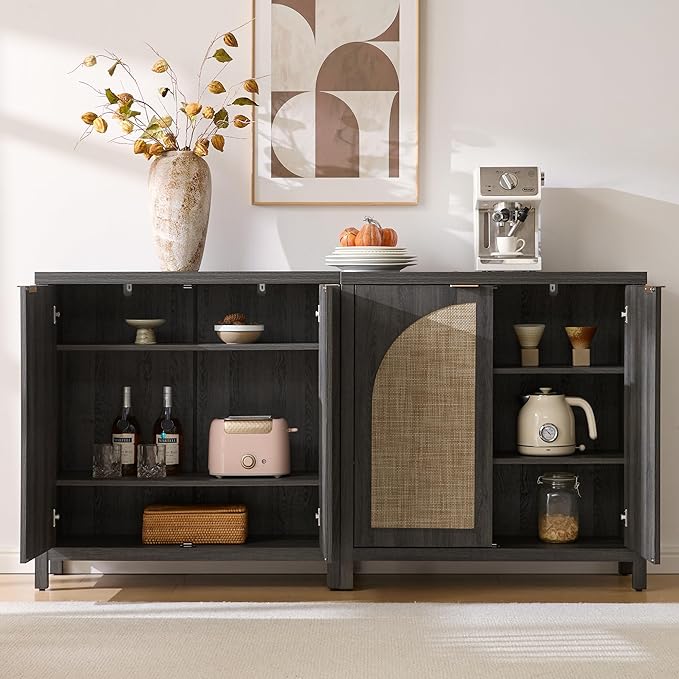SICOTAS Rattan Sideboard Buffet Cabinet