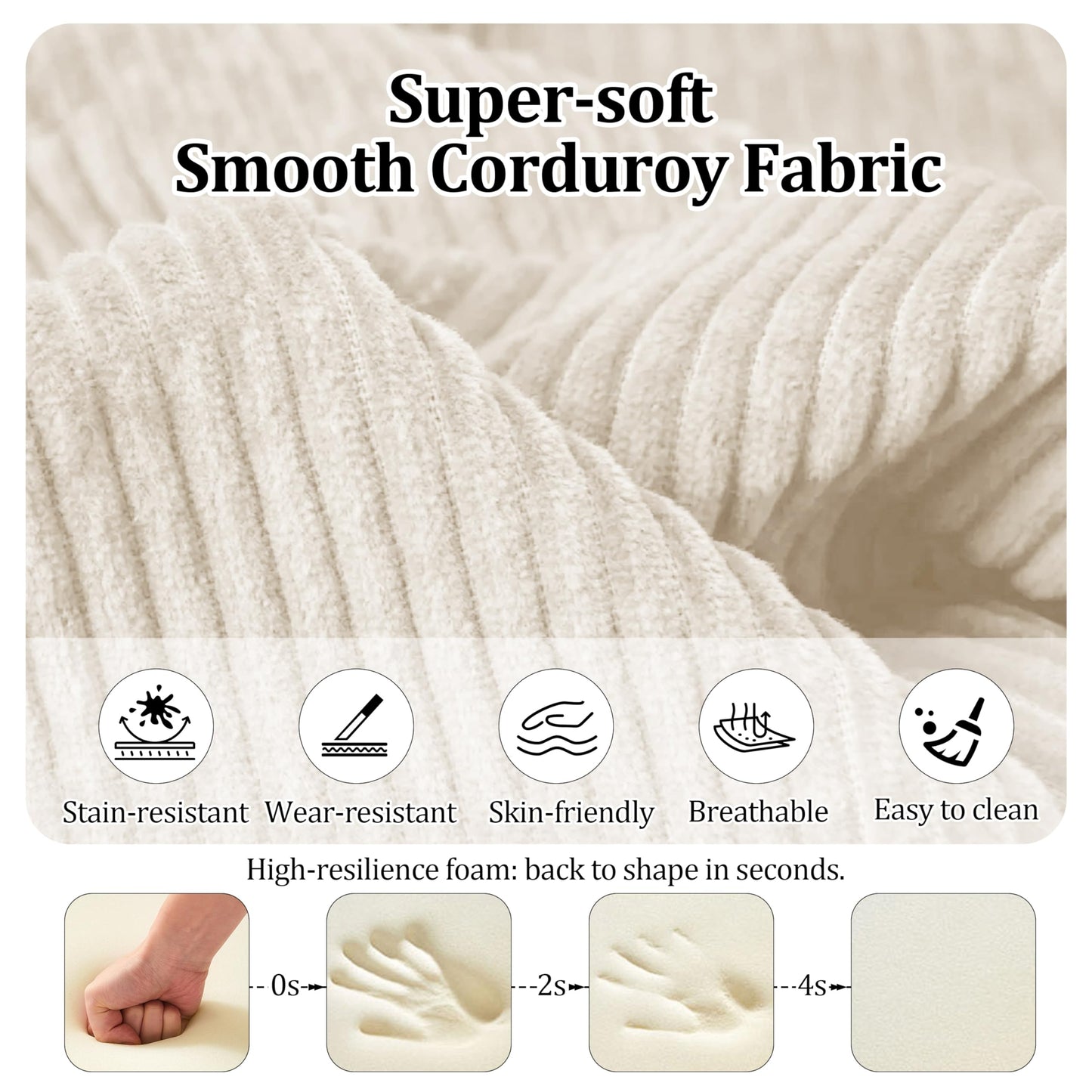 31.5'' Convertible Compressed Corduroy Folding Cloud Sofa Bed, Modern Boneless Pull Out Sleeper Sofa Couch in a Box, 3 in 1 Portable Lazy Floor Lounge Chair, No Assembly Needed, Beige, Pillow, Single