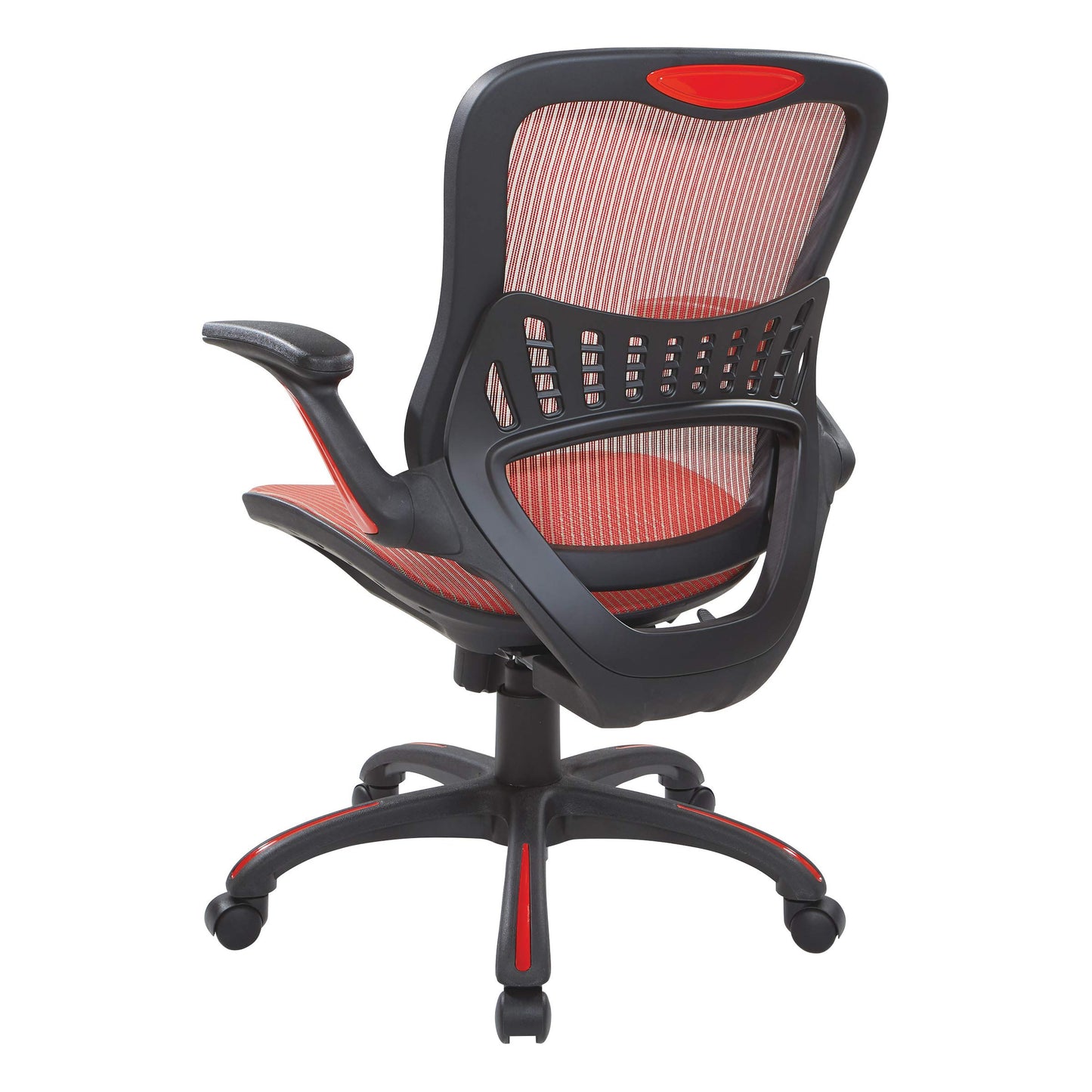 Office Star Riley Ventilated Manager's Office Desk Chair with Breathable Mesh Seat and Back, Black Base with Red