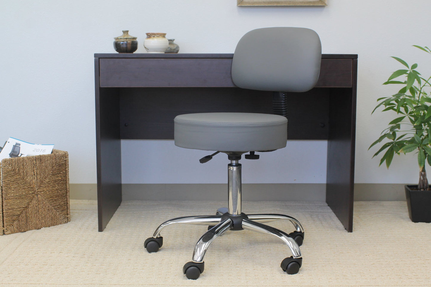 Boss Office Products Be Well Medical Spa Professional Adjustable Drafting Stool with Back, Grey (B245-GY)