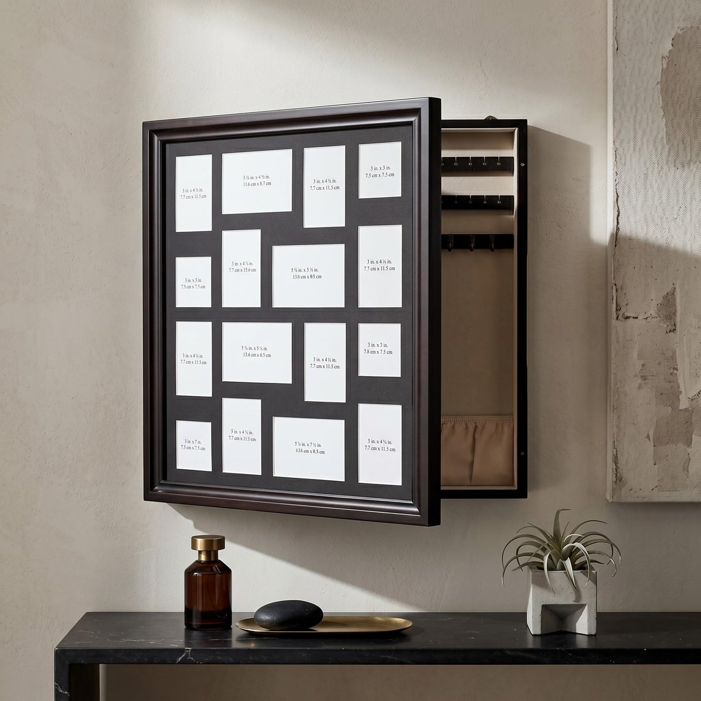 Hives and Honey Collage Frame Jewelry Storage, Black