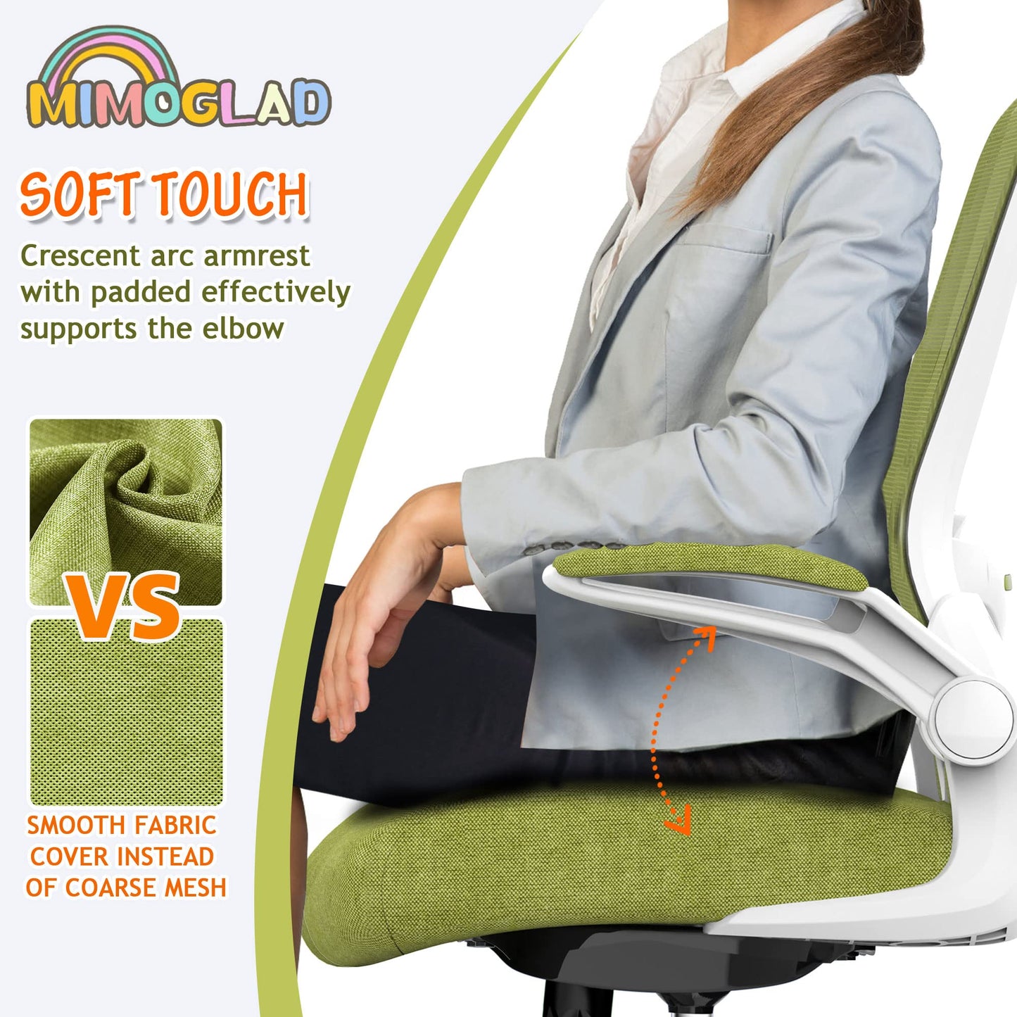 Mimoglad Ergonomic High Back Mesh Office Chair, Adjustable Lumbar Support, Thickened Seat Cushion (Modern, Green Pear)