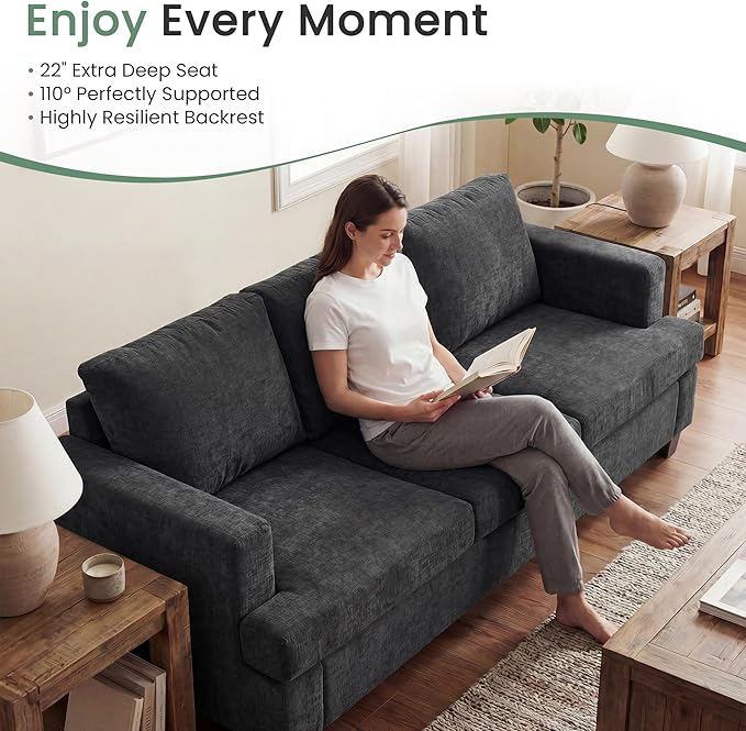 YOUDENOVA Sofa, 3 Piece Set Comfy Sofa, Loveseat & 2 3-Seater Couch