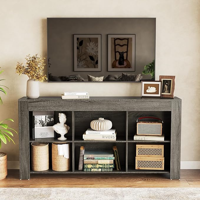 LITTLE TREE TV Stand with Storage, 63-Inch Entertainment Center with Shelves