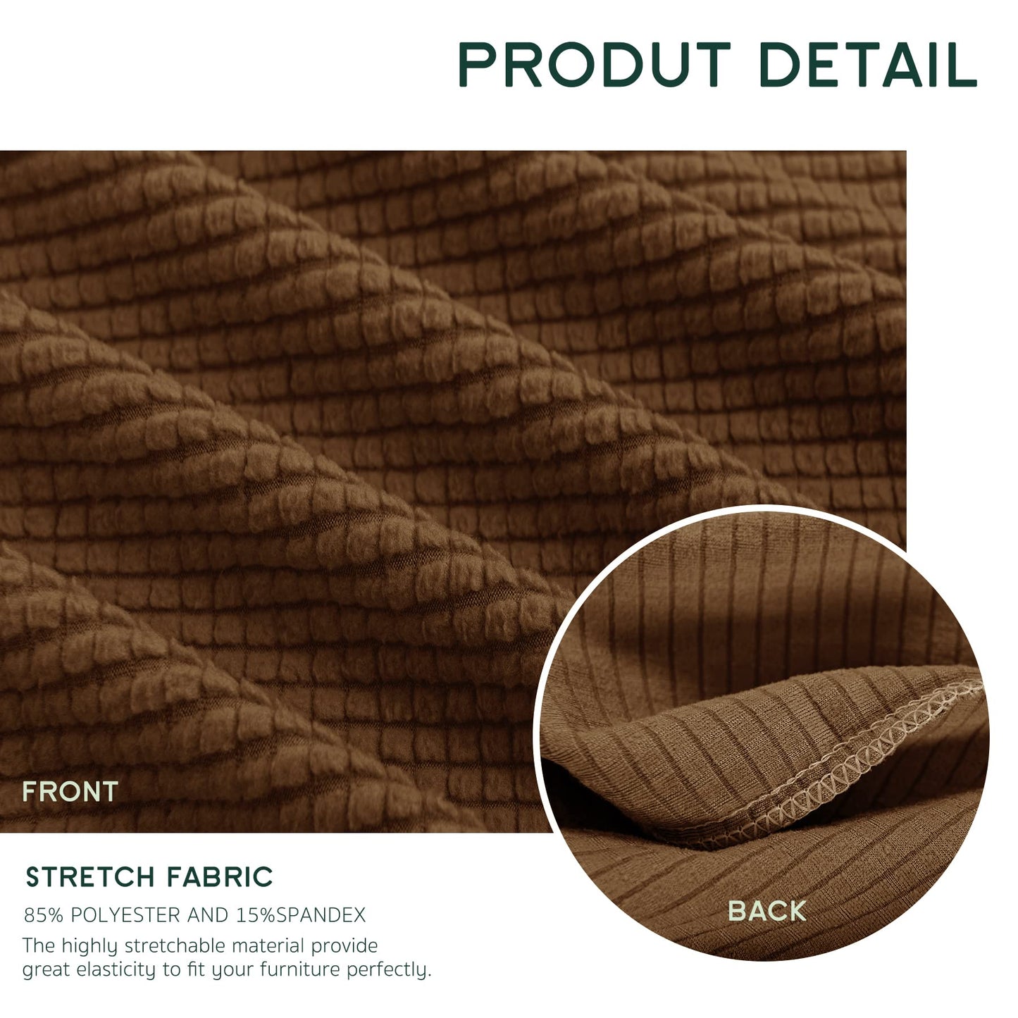 Hokway Stretch Couch Cushion Slipcovers Reversible Cushion Replacement Slipcovers Sofa Cushion Covers(Coffee, 3)