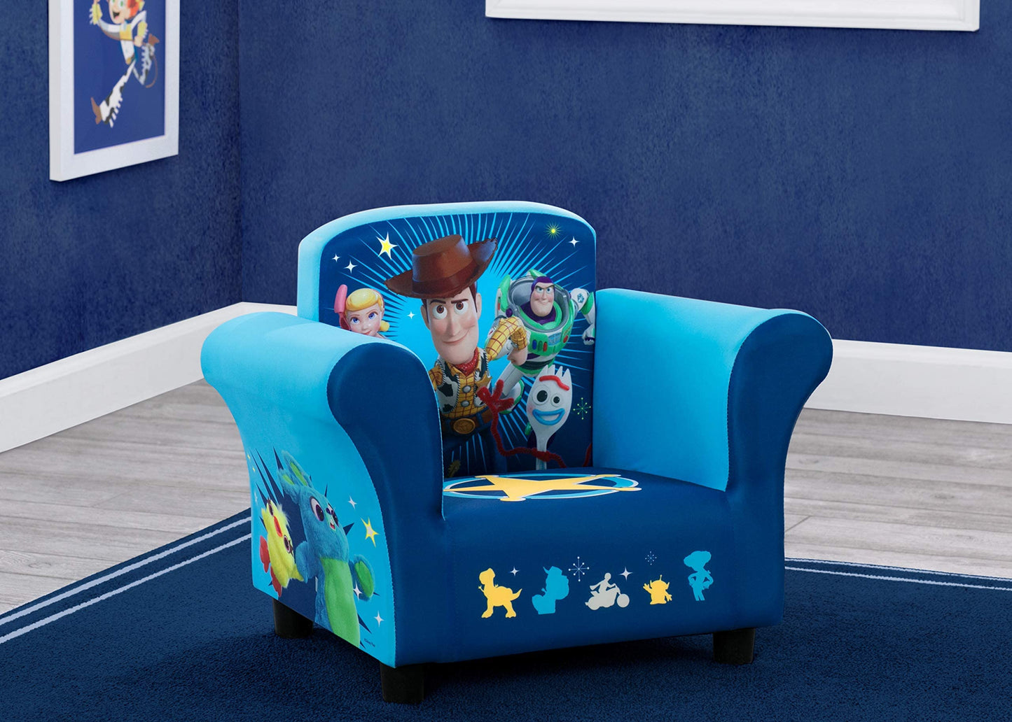 Delta Children Kids Table and Chair Set with Storage (2 Chairs Included) & Upholstered Chair, Disney/Pixar Toy Story 4 for Bedroom with Arm Rest