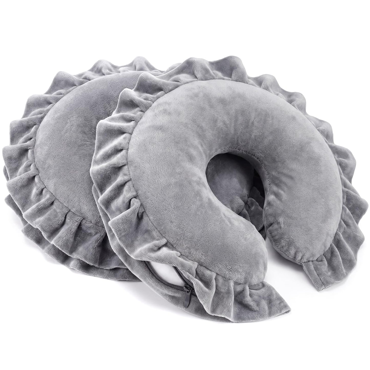 Chicplaid 2 Pcs U Shaped Face Massage Pillow Neck Support Cushion Massage Table Face Down Pillow Spa Salon Headrest Cradle Cushion Soft Comfortable Travel Flight Pad, Gray